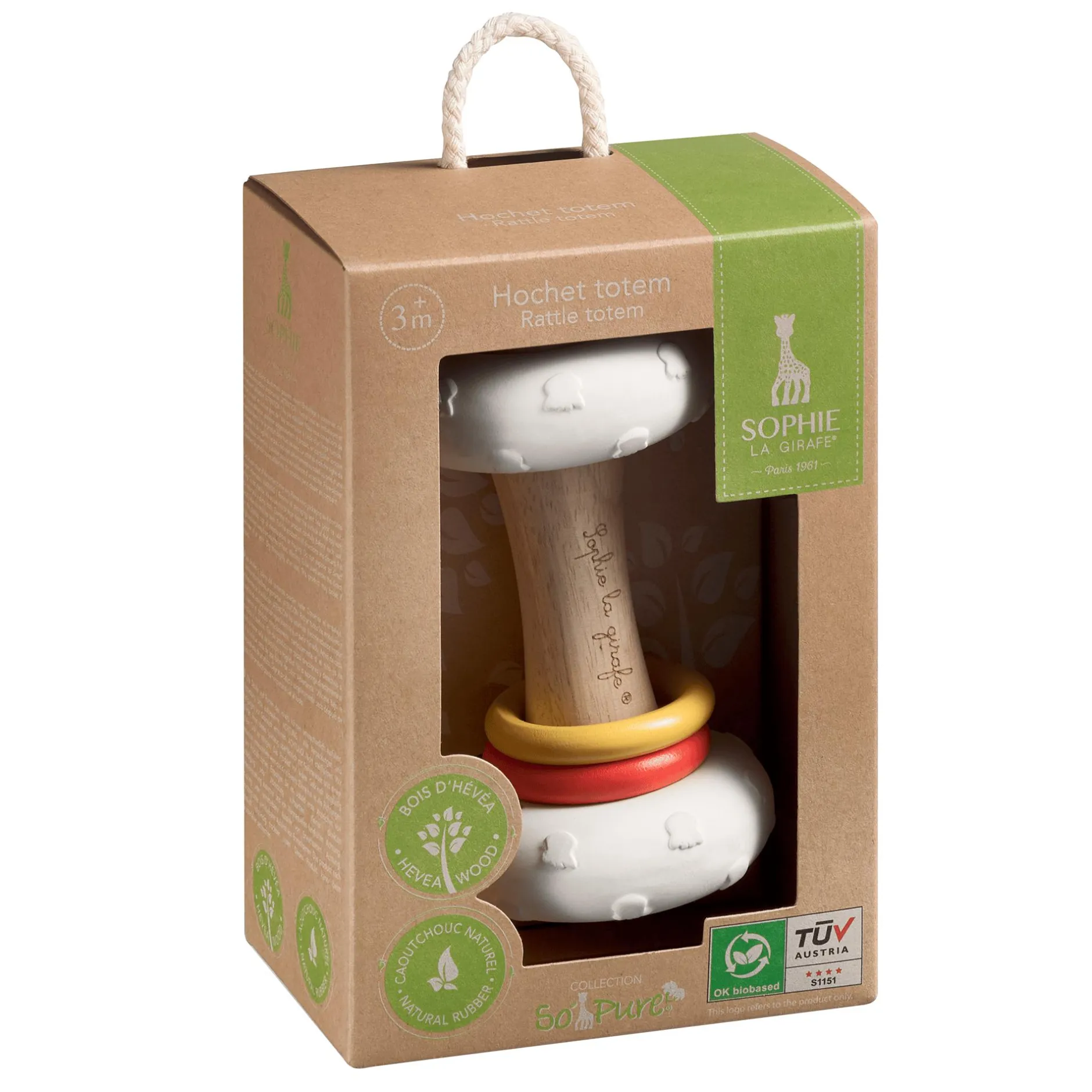 elementsforkids Sophie la girafe® So'Pure Greifling Totem Rassel* Zahnungshilfen|Rasseln & Greiflinge