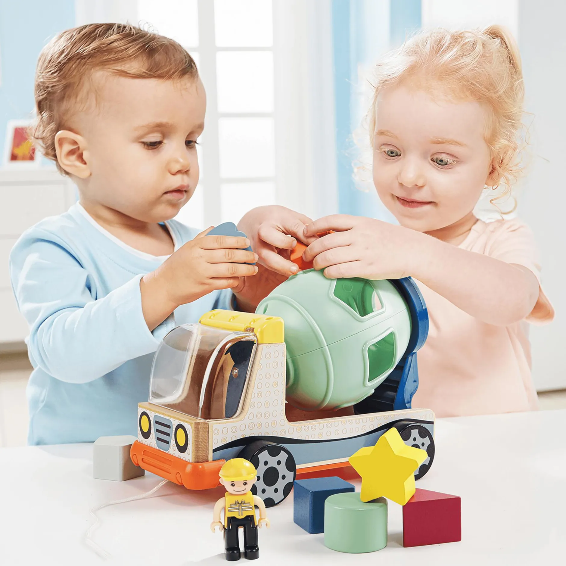 TOPBRIGHT Sortier-Baufahrzeug*Kinder Lernspielzeug|Holzspielzeug