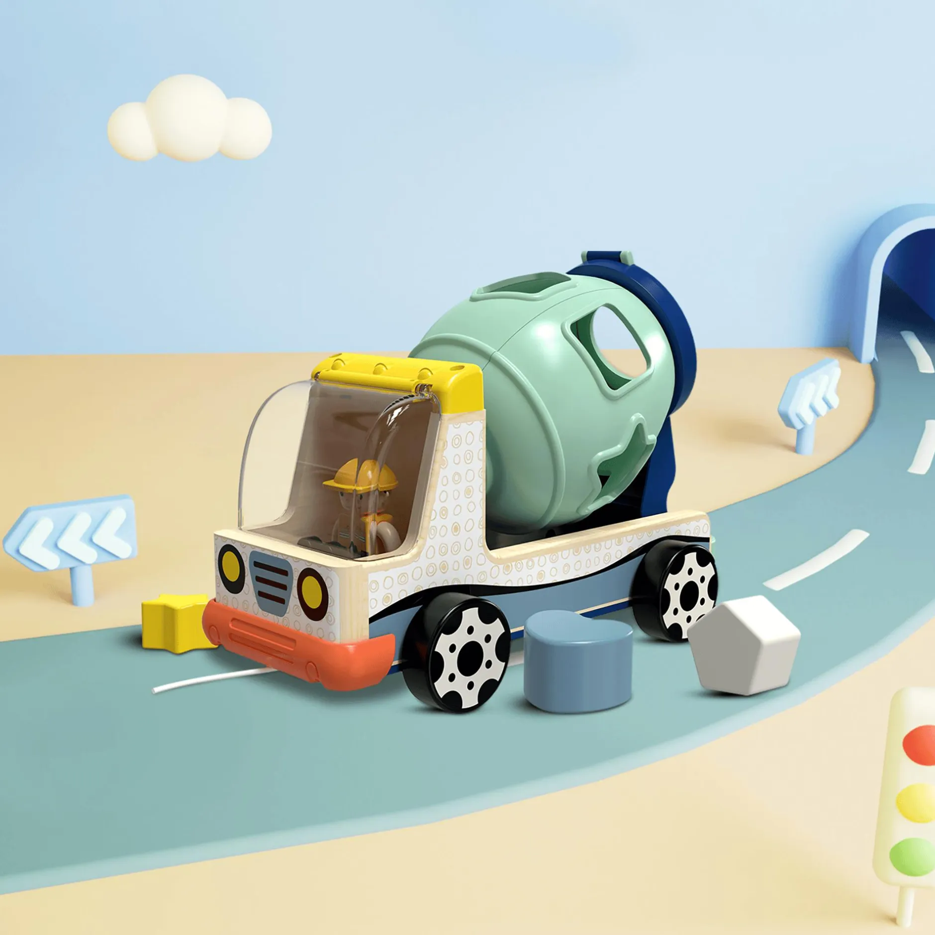 TOPBRIGHT Sortier-Baufahrzeug*Kinder Lernspielzeug|Holzspielzeug
