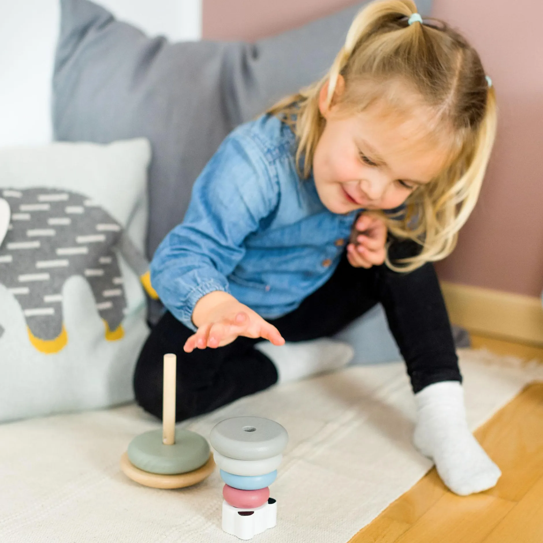 KINDSGUT Stapelturm Panda*Kinder Lernspielzeug|Holzspielzeug