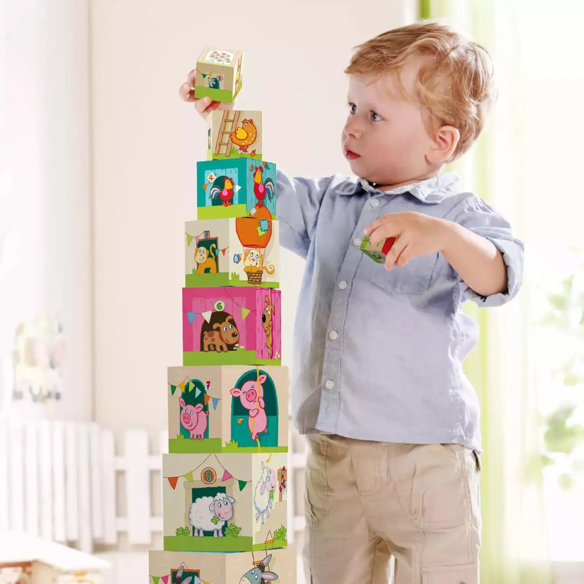 HABA Stapelwürfel - Auf dem Land*Kinder Lernspielzeug