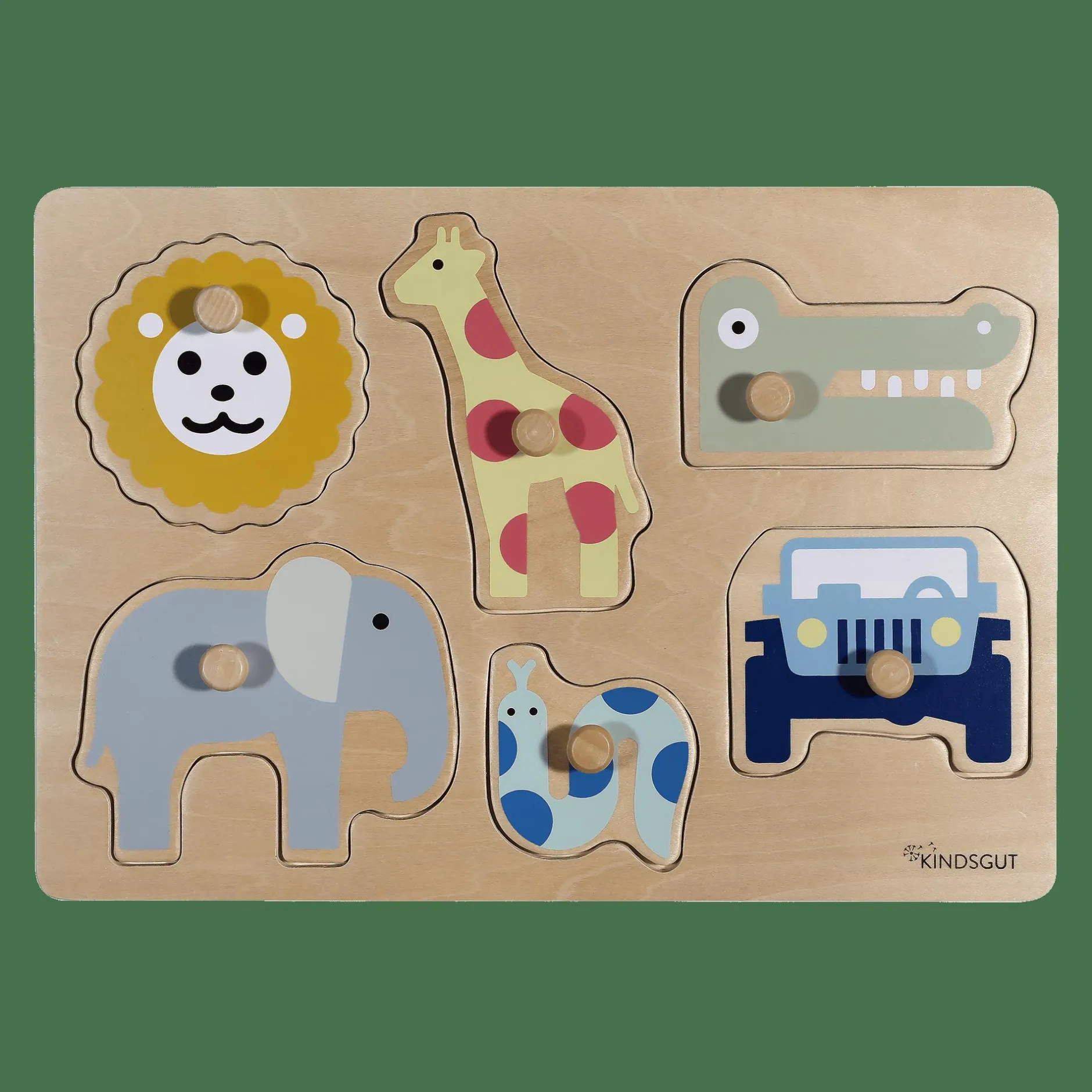 KINDSGUT Steckpuzzle Safari*Kinder Lernspielzeug|Holzspielzeug