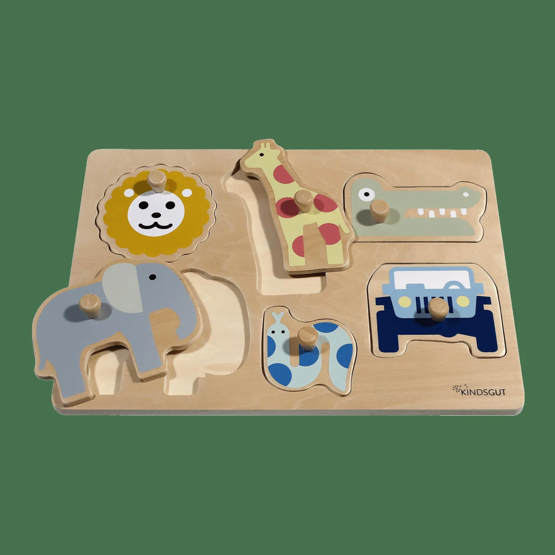 KINDSGUT Steckpuzzle Safari*Kinder Lernspielzeug|Holzspielzeug