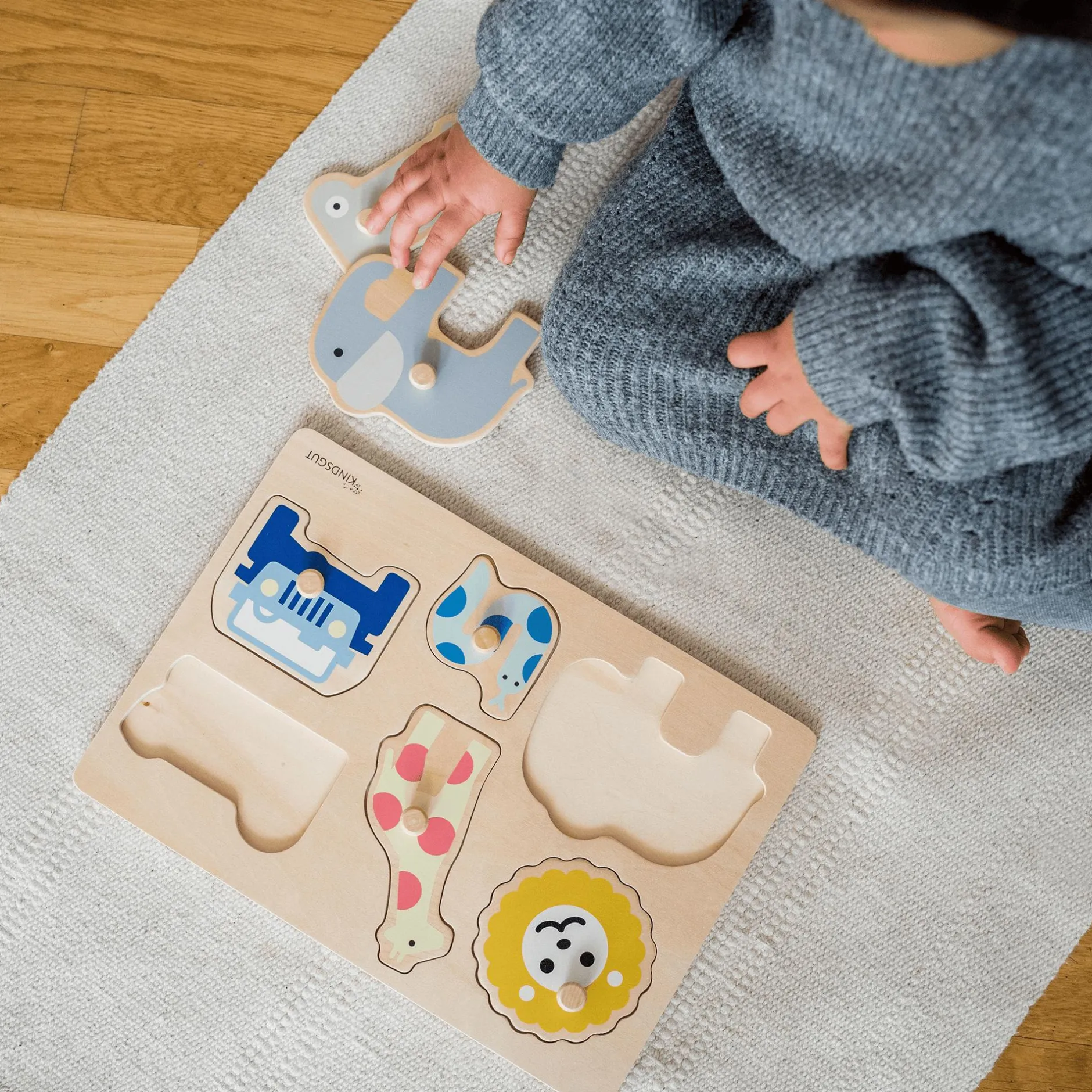 KINDSGUT Steckpuzzle Safari*Kinder Lernspielzeug|Holzspielzeug