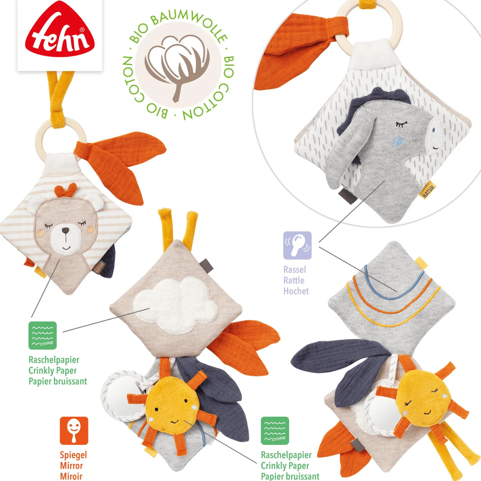 fehn Stoffbuch Esel & Teddy*Kinder Kinderbücher