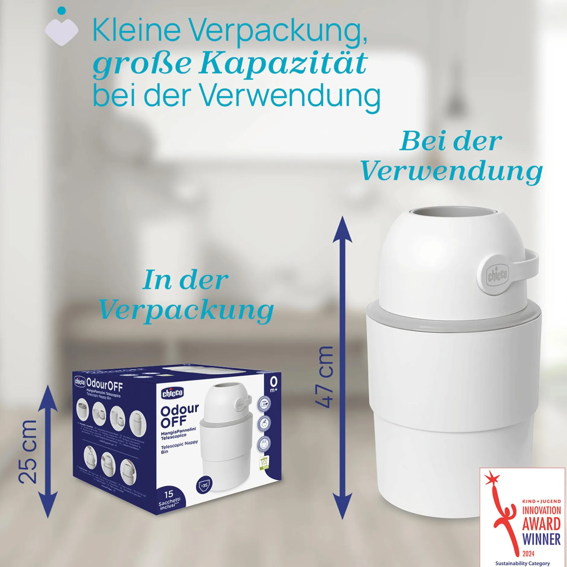 chicco Teleskop Windeleimer Odour Off White* Windeleimer