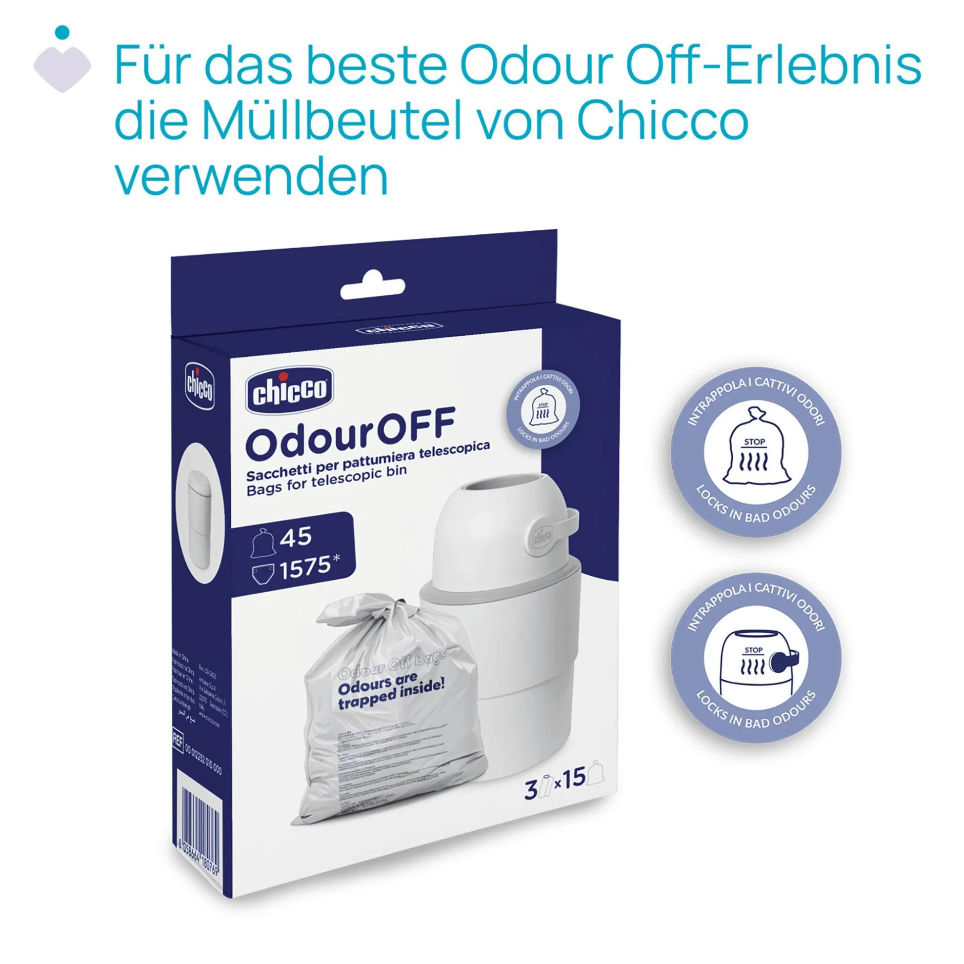 chicco Teleskop Windeleimer Odour Off White* Windeleimer