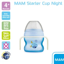MAM Trinklernbecher Starter Cup Night Waschbär 150ml* Flaschen & Sauger