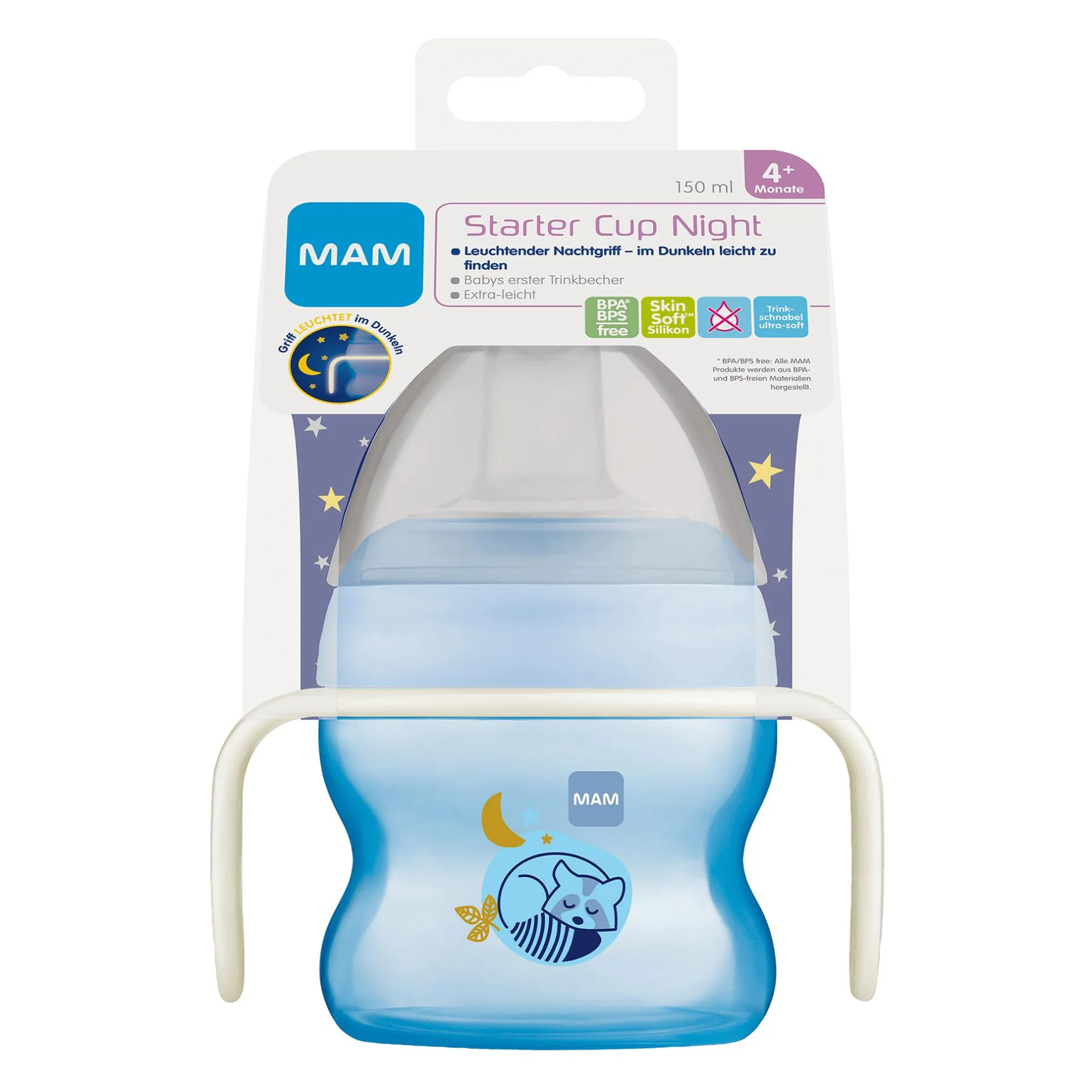 MAM Trinklernbecher Starter Cup Night Waschbär 150ml* Flaschen & Sauger