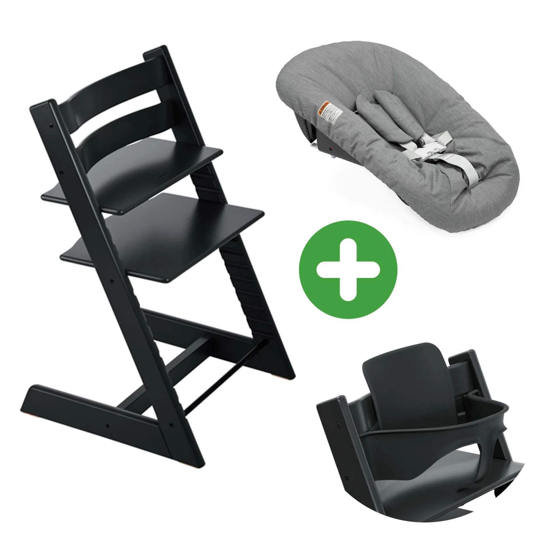 STOKKE Trio Set Tripp Trapp® Buche Black* Treppenhochstühle