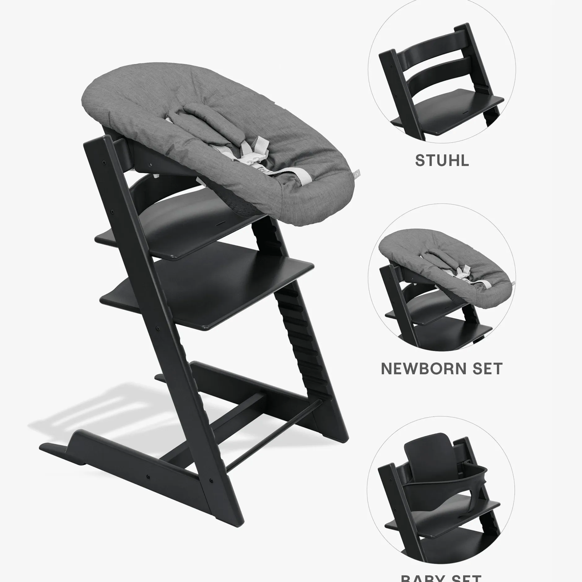 STOKKE Trio Set Tripp Trapp® Buche Black* Treppenhochstühle