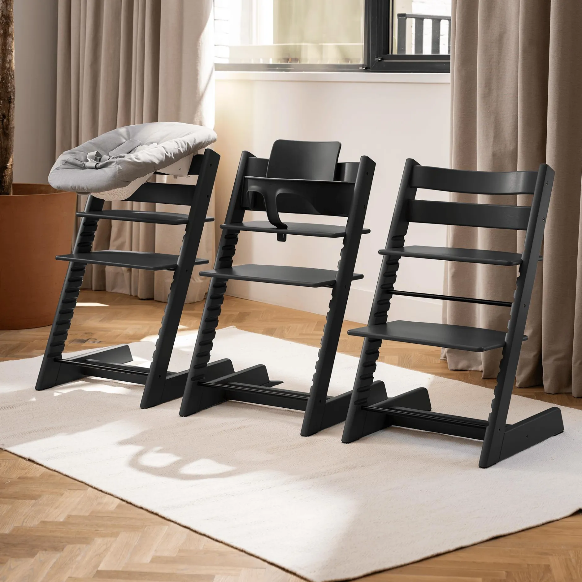 STOKKE Trio Set Tripp Trapp® Buche Black* Treppenhochstühle