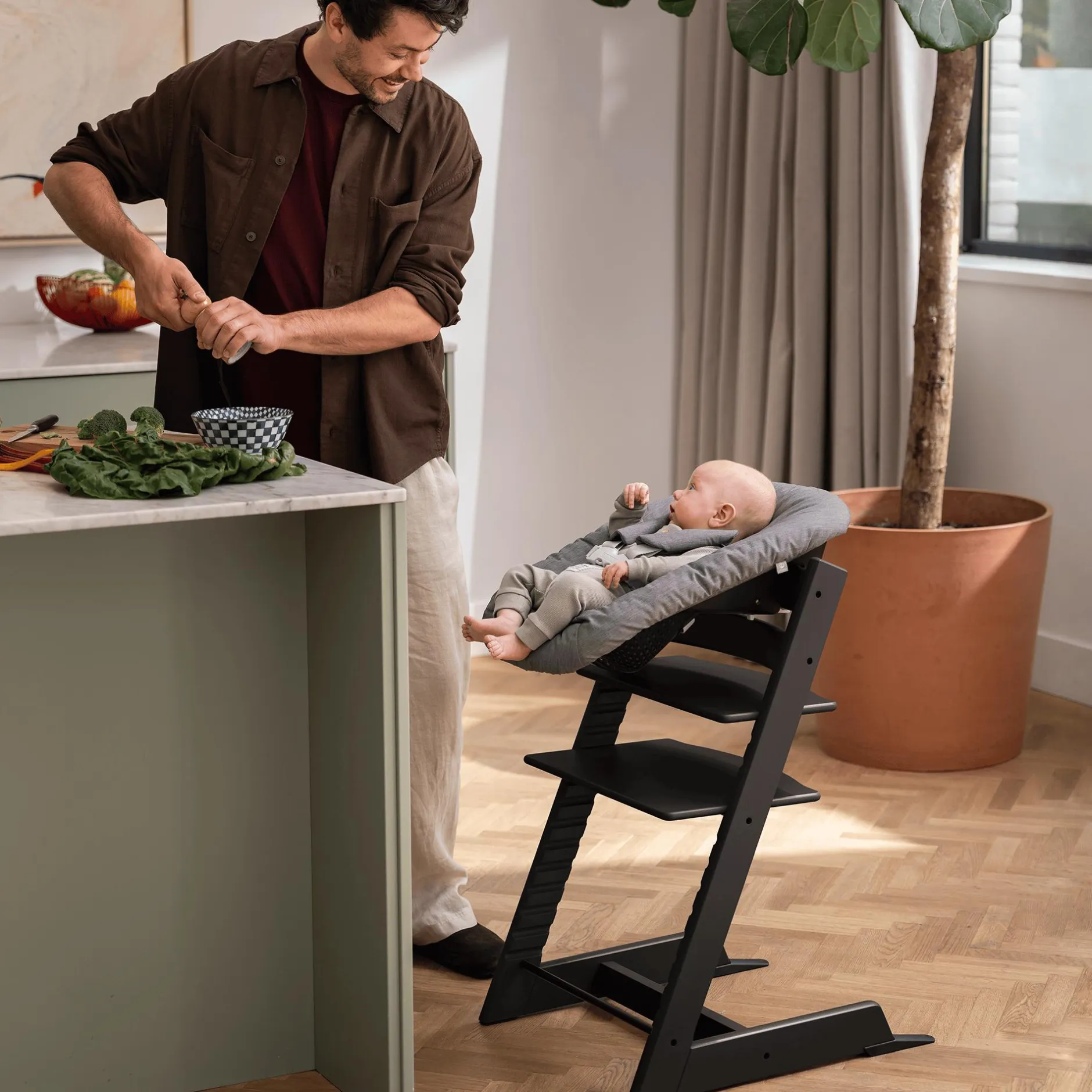 STOKKE Trio Set Tripp Trapp® Buche Black* Treppenhochstühle