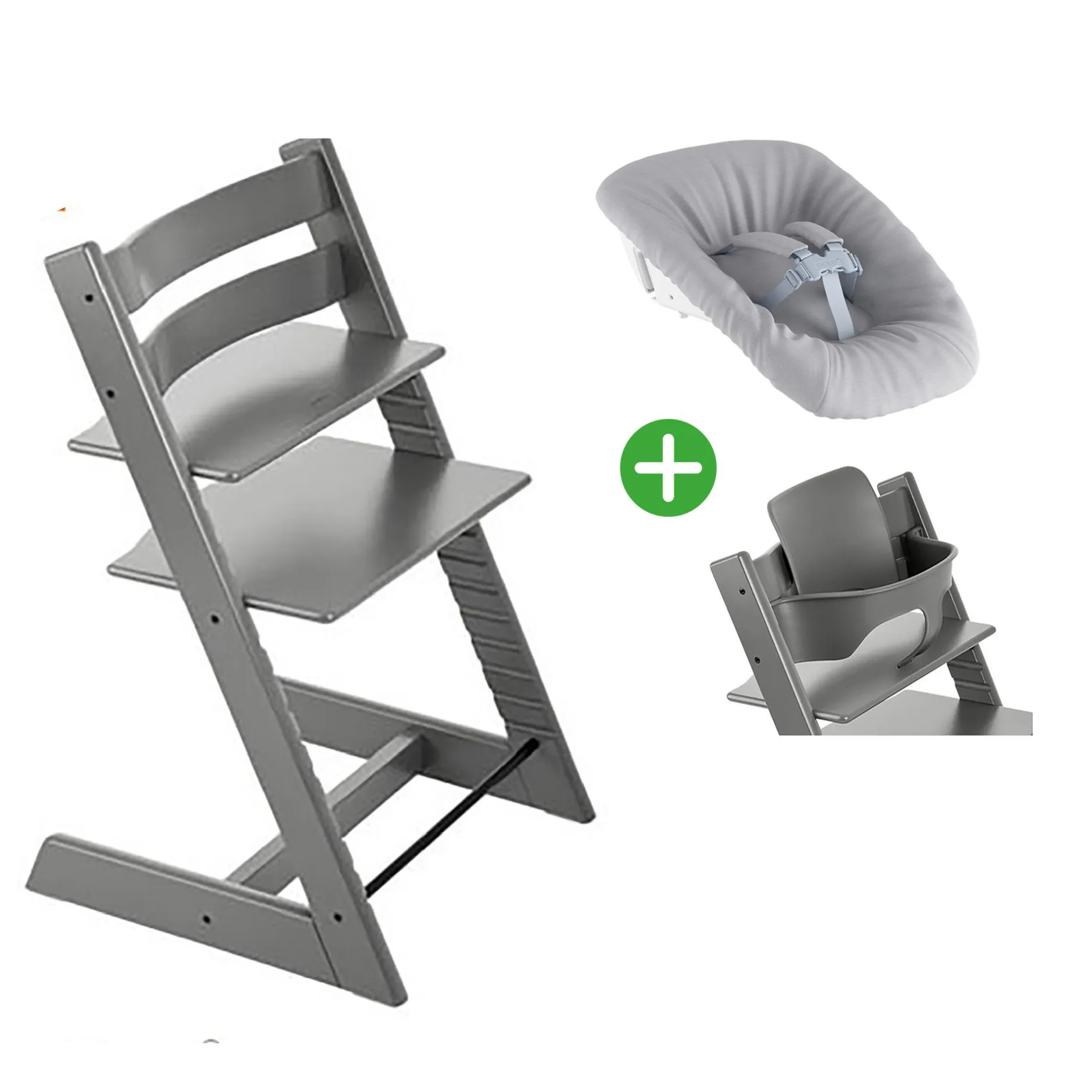 STOKKE Trio Set Tripp Trapp® Buche Storm Grey* Treppenhochstühle