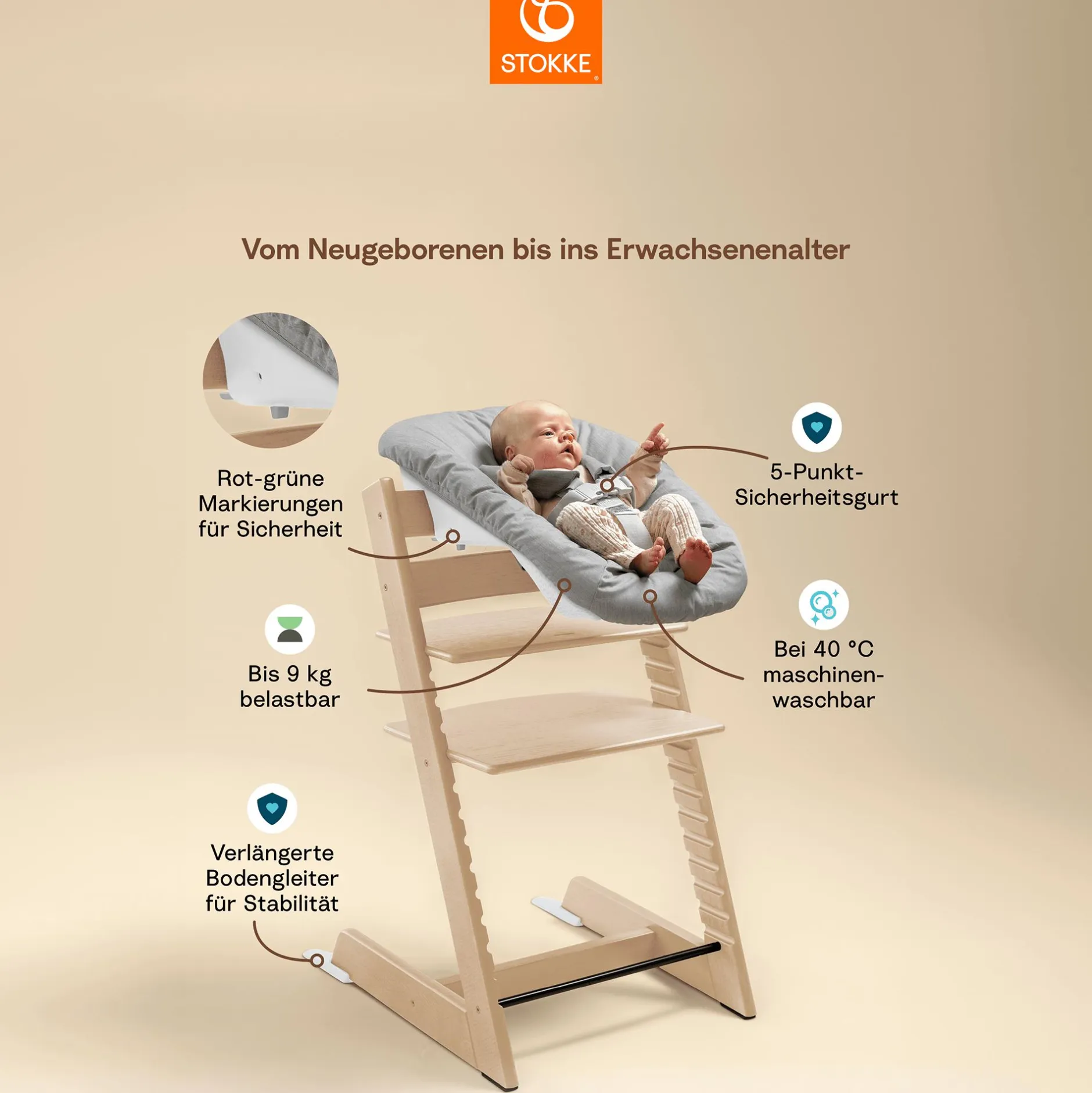 STOKKE Trio Set Tripp Trapp® Buche Storm Grey* Treppenhochstühle