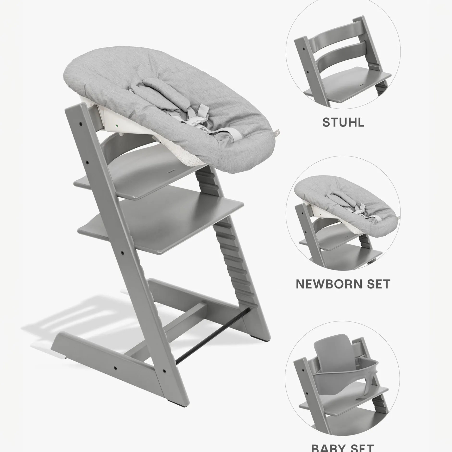 STOKKE Trio Set Tripp Trapp® Buche Storm Grey* Treppenhochstühle