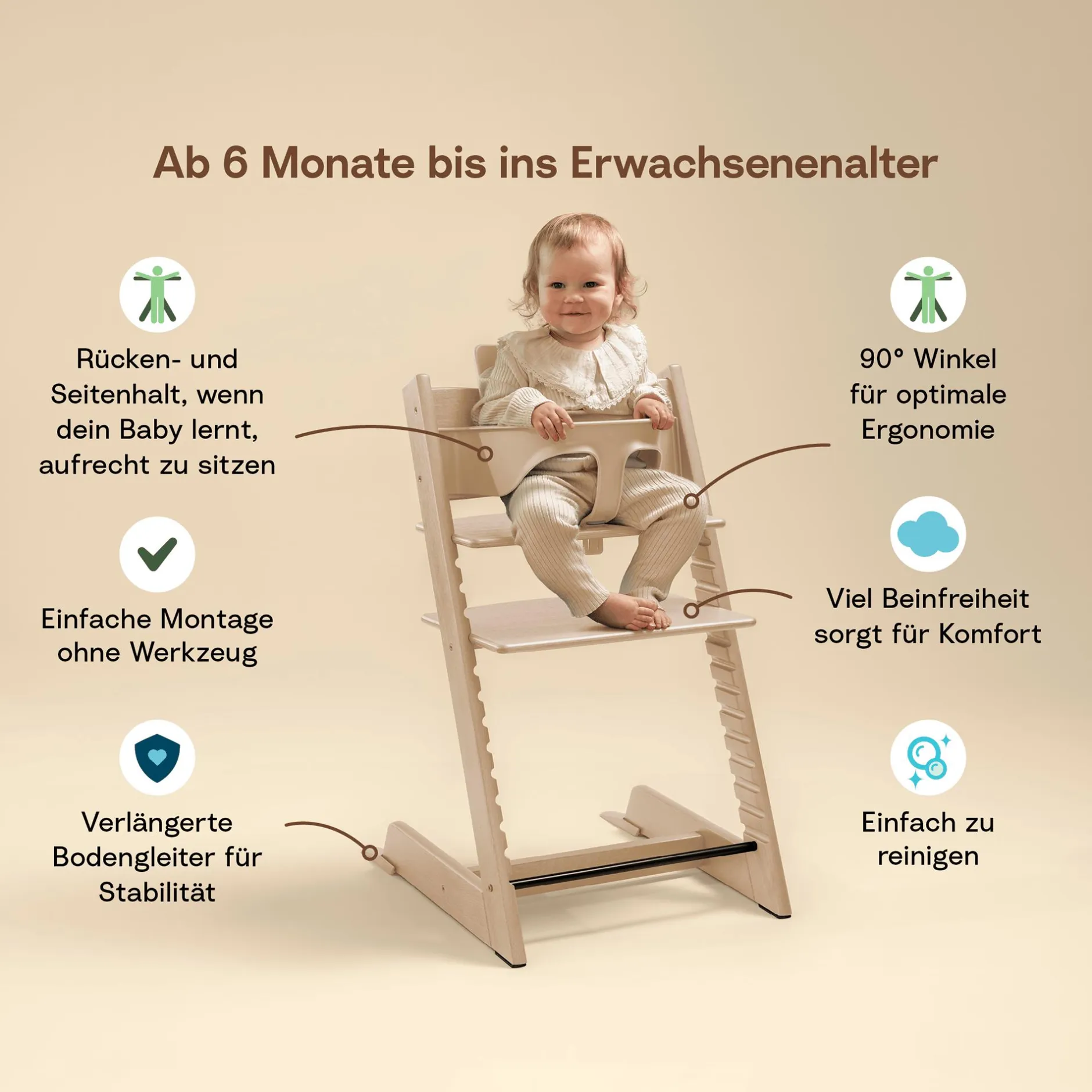 STOKKE Trio Set Tripp Trapp® Buche Storm Grey* Treppenhochstühle