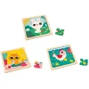 Janod Trio-Puzzle Tiere*Kinder Lernspielzeug|Holzspielzeug