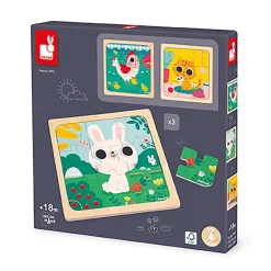 Janod Trio-Puzzle Tiere*Kinder Lernspielzeug|Holzspielzeug