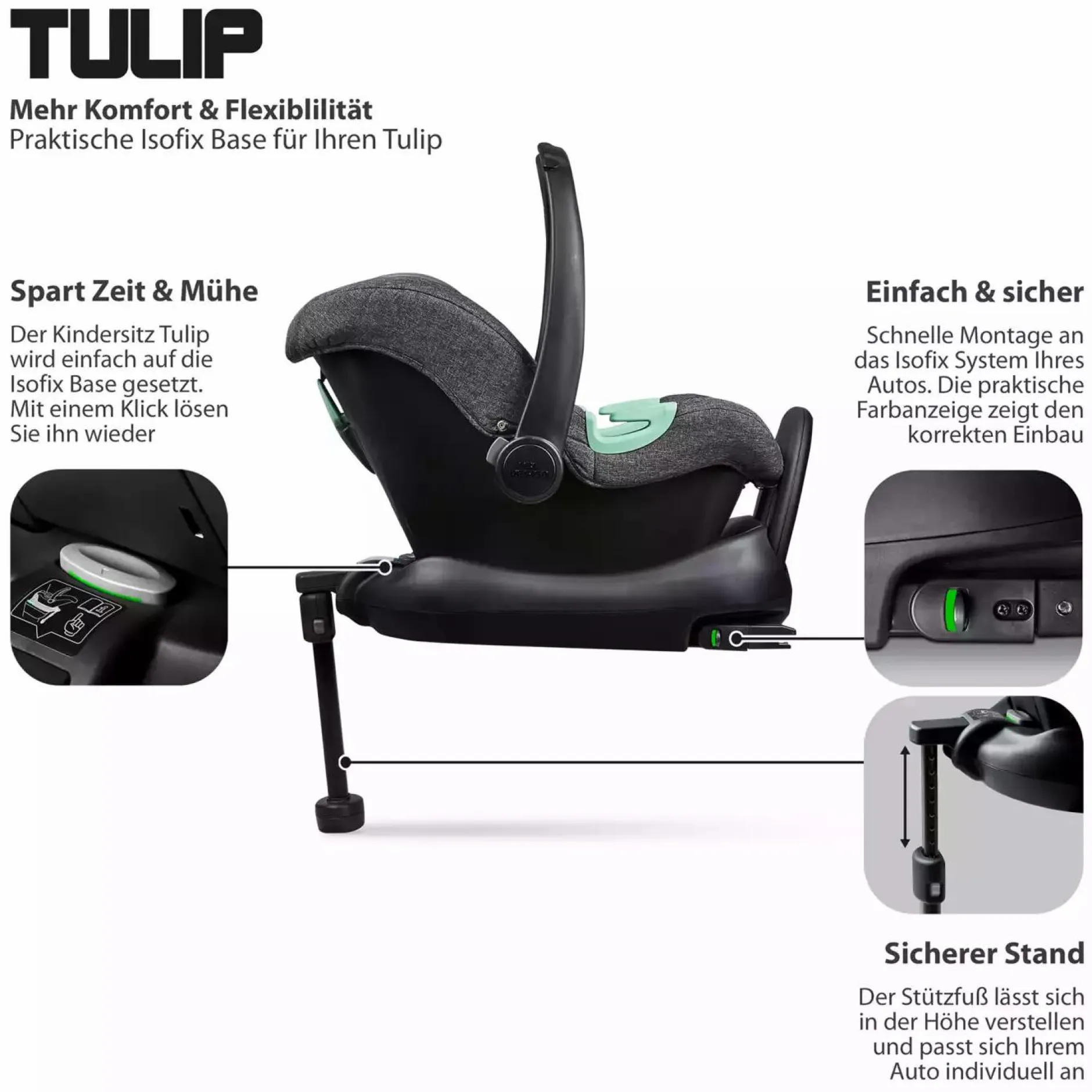 ABC DESIGN Tulip Street*Kinder Babyschalen 0-13 Kg, Gruppe 0+