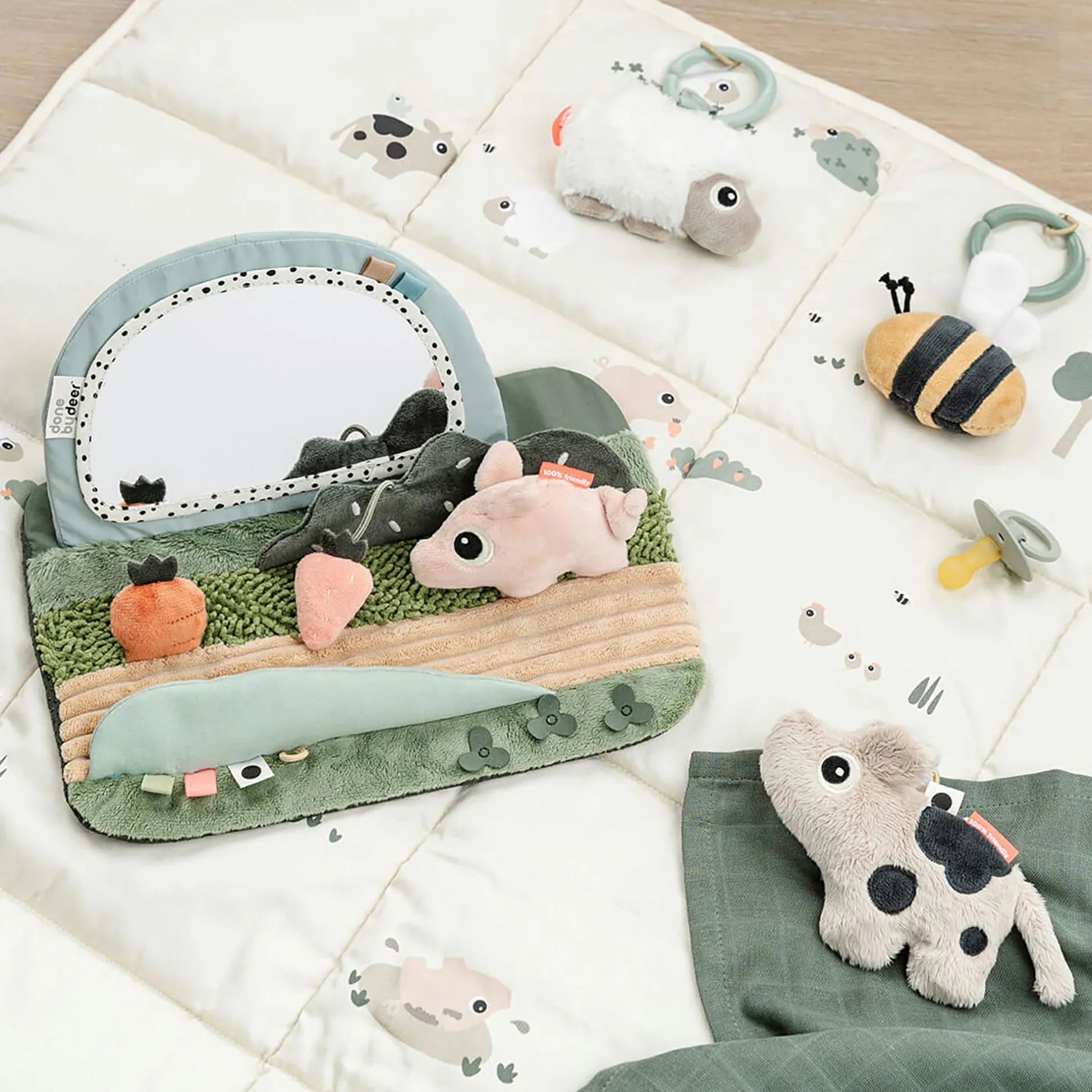 done by deer Tummy Time Activity Spiegel Tiny Farm*Kinder Lernspielzeug