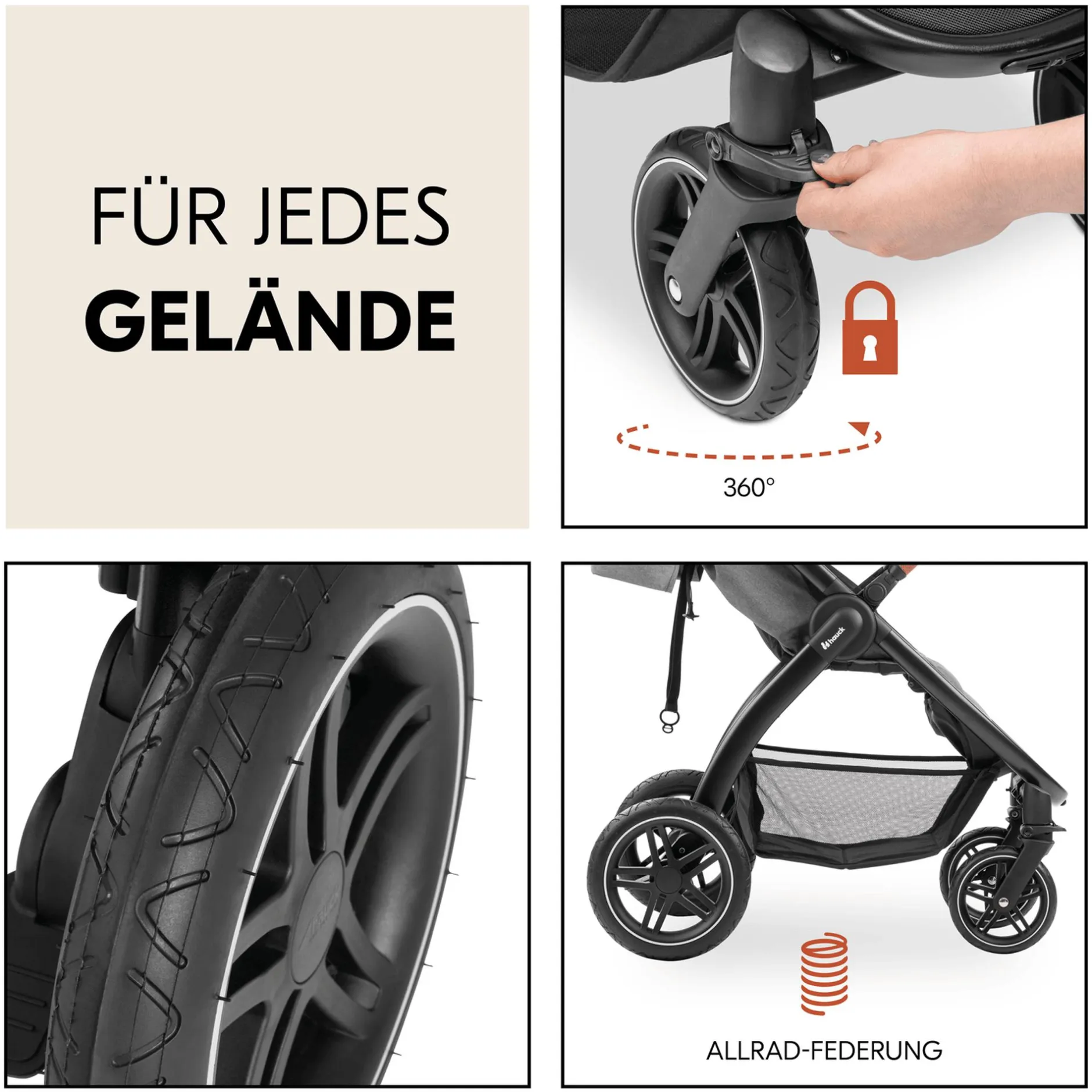 hauck Uptown Black Melange Grey*Kinder Buggys