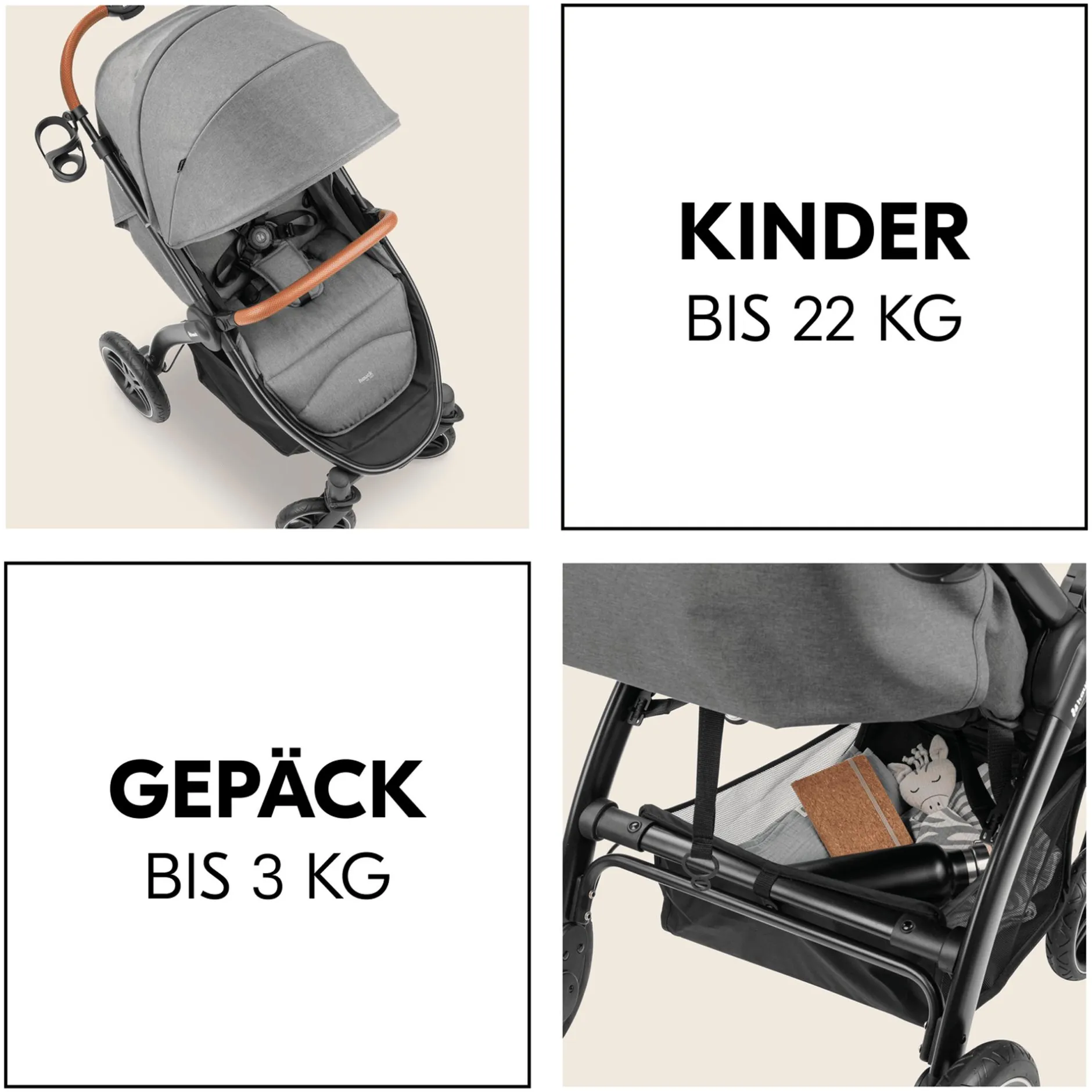 hauck Uptown Black Melange Grey*Kinder Buggys