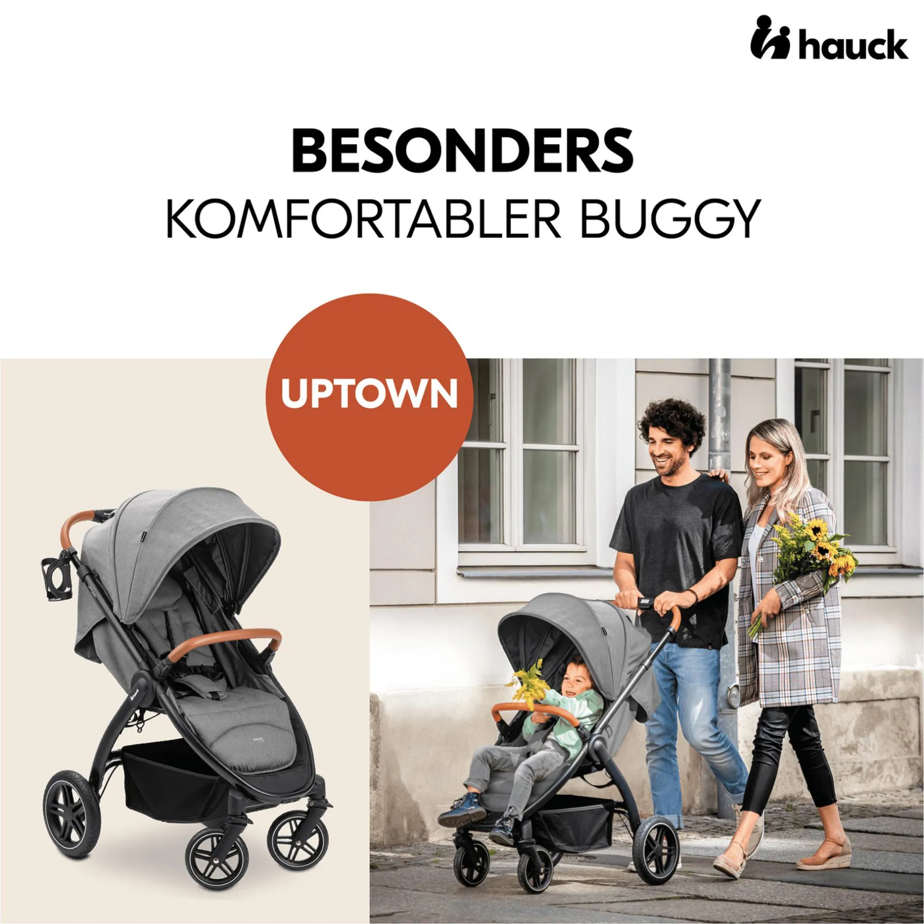 hauck Uptown Black Melange Grey*Kinder Buggys
