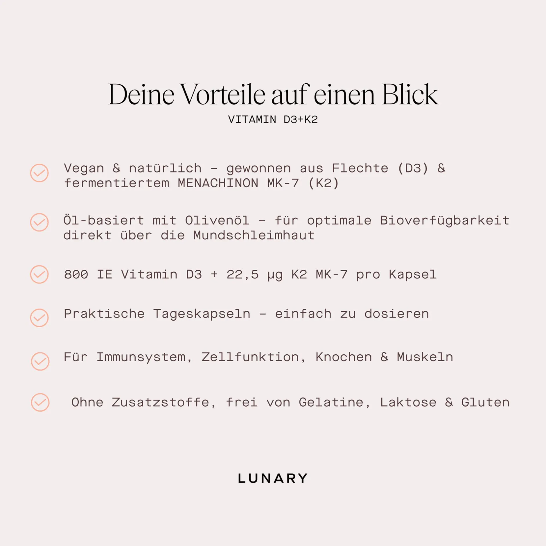 Lunary Vitamin D3 + K2 MK7* Hausapotheke|Nahrungsergänzung & Vitamine