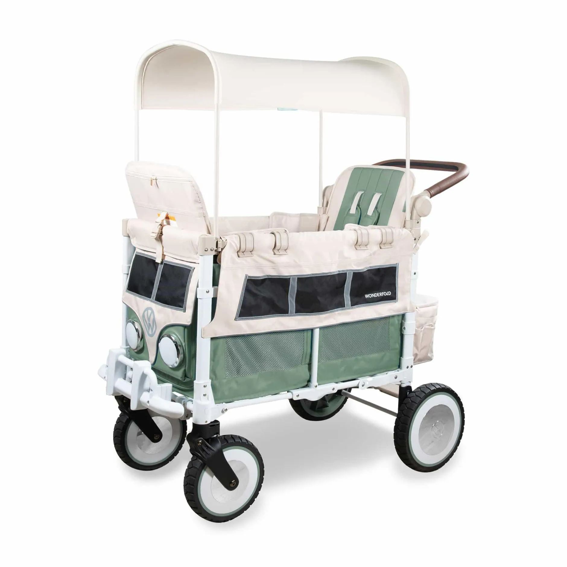 WONDERFOLD VW2 Volkswagen Kinderwagen Sage Green*Kinder Zwillingswagen & Geschwisterwagen