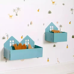 Roommate Wandregal & Box Häuser Pastellblau* Deko & Accessoires