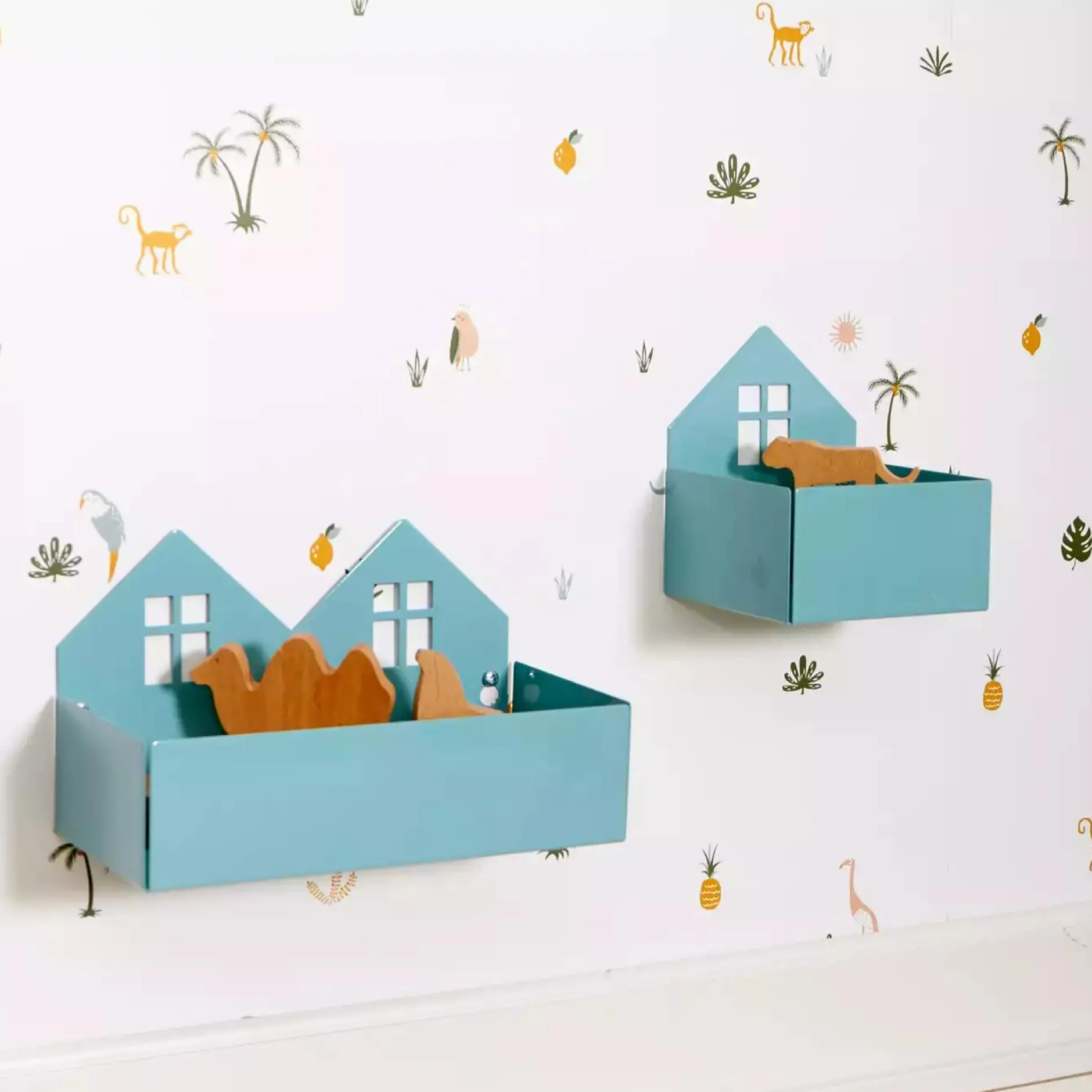 Roommate Wandregal & Box Häuser Pastellblau* Deko & Accessoires