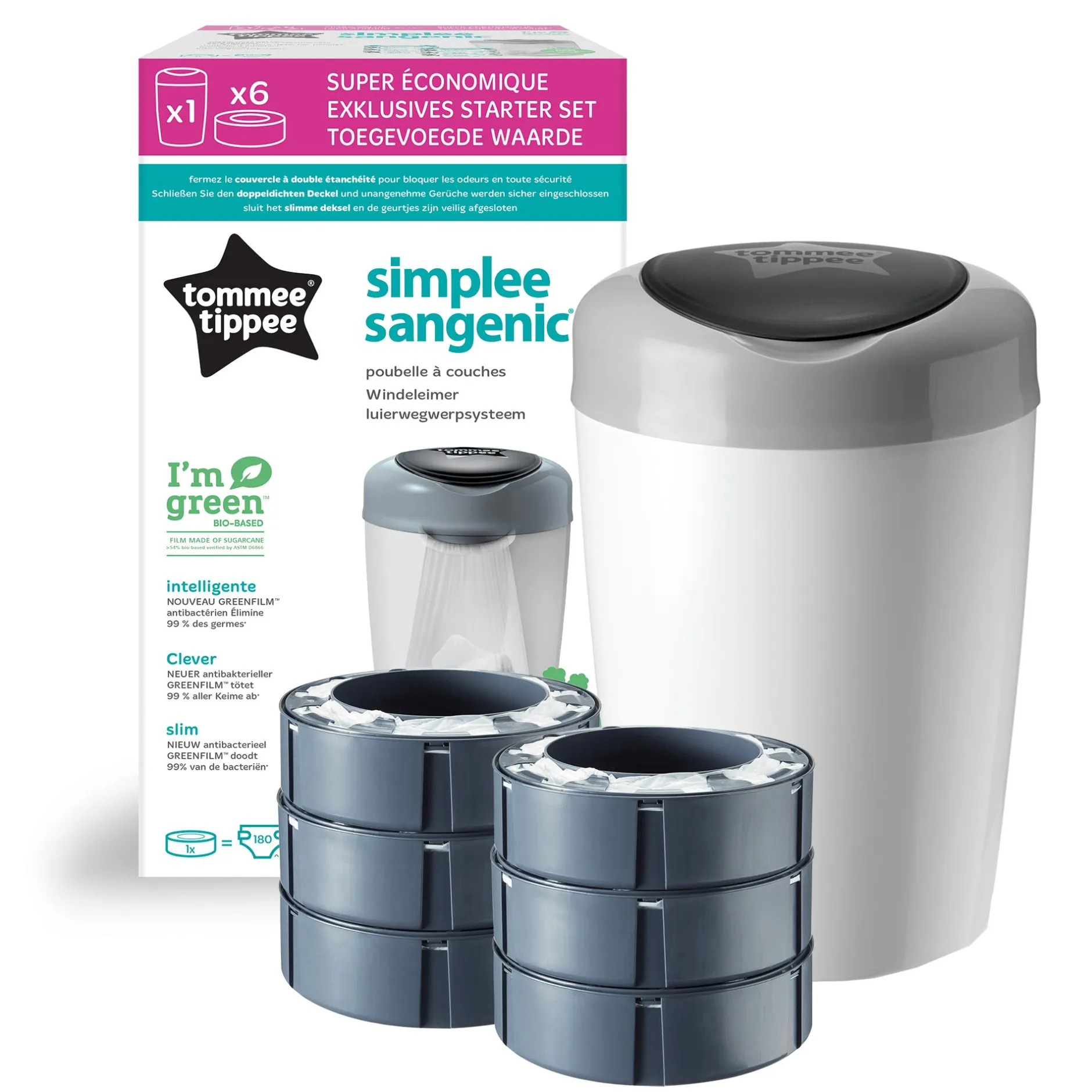 tommee tippee Windeleimer Simplee Sangenic mit 6 Nachfüllkassetten* Windeleimer