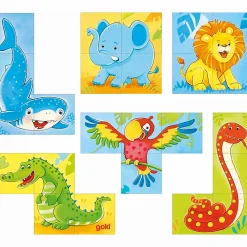 goki Würfelpuzzle - Wilde Tiere*Kinder Lernspielzeug|Holzspielzeug